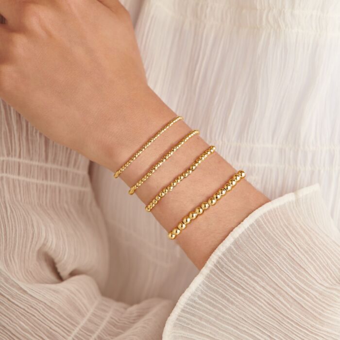 3mm Bead Stacking Bracelet In Gold-Tone Plating