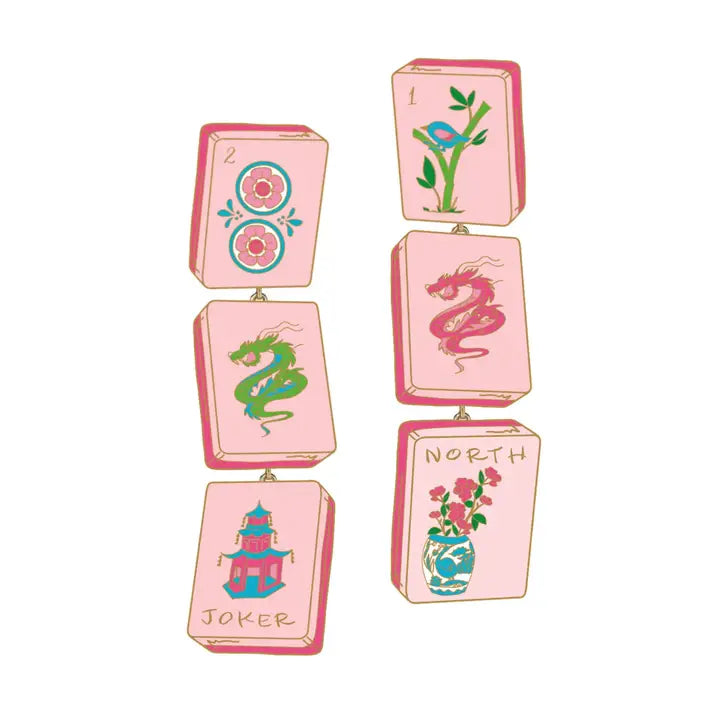 Linked Mahjong Tile Earrings