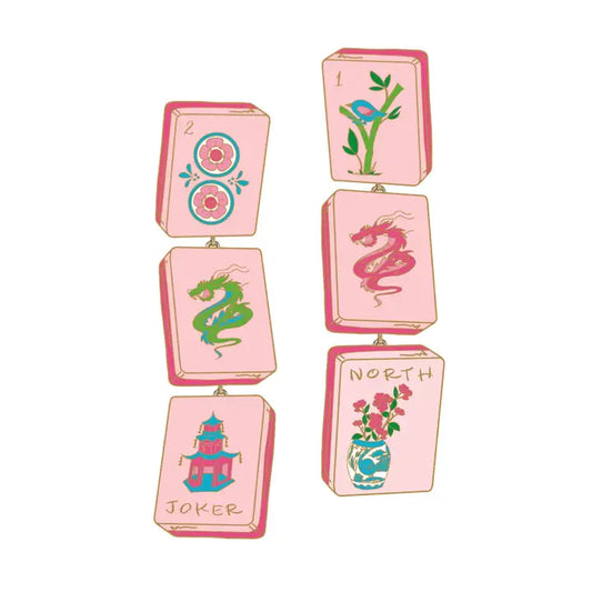 Linked Mahjong Tile Earrings