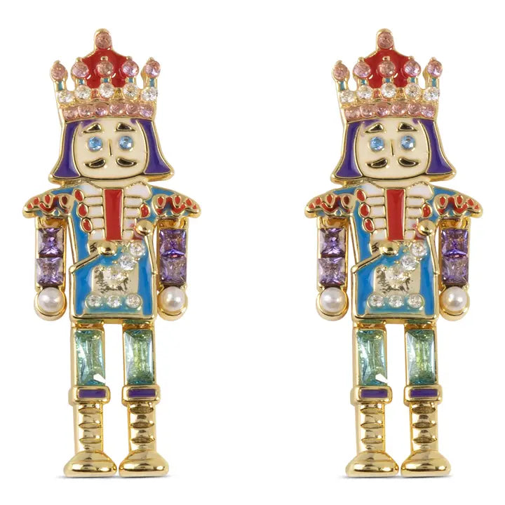 Gold CZ Nutcracker Earrings
