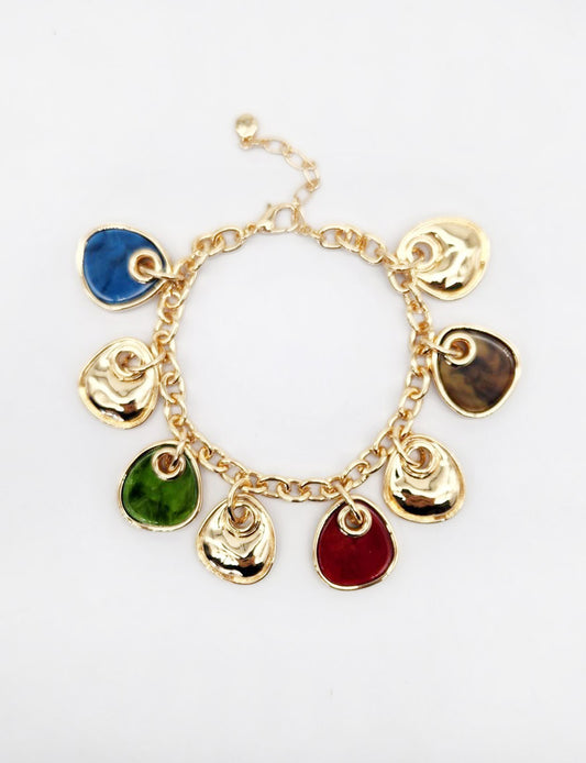 Gold/Multi Resin Teardrop Bracelet