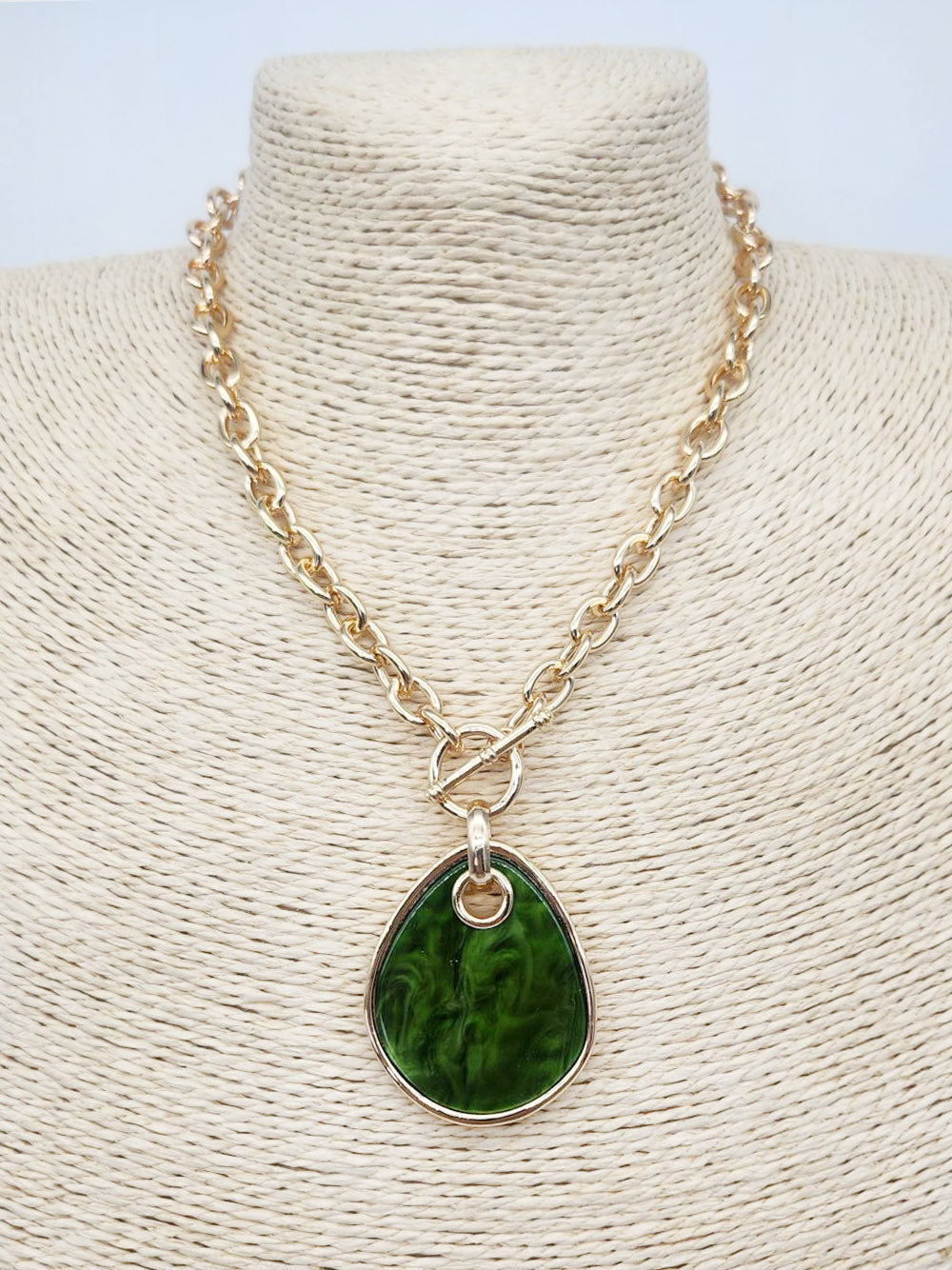Teardrop Resin Pendant Necklace