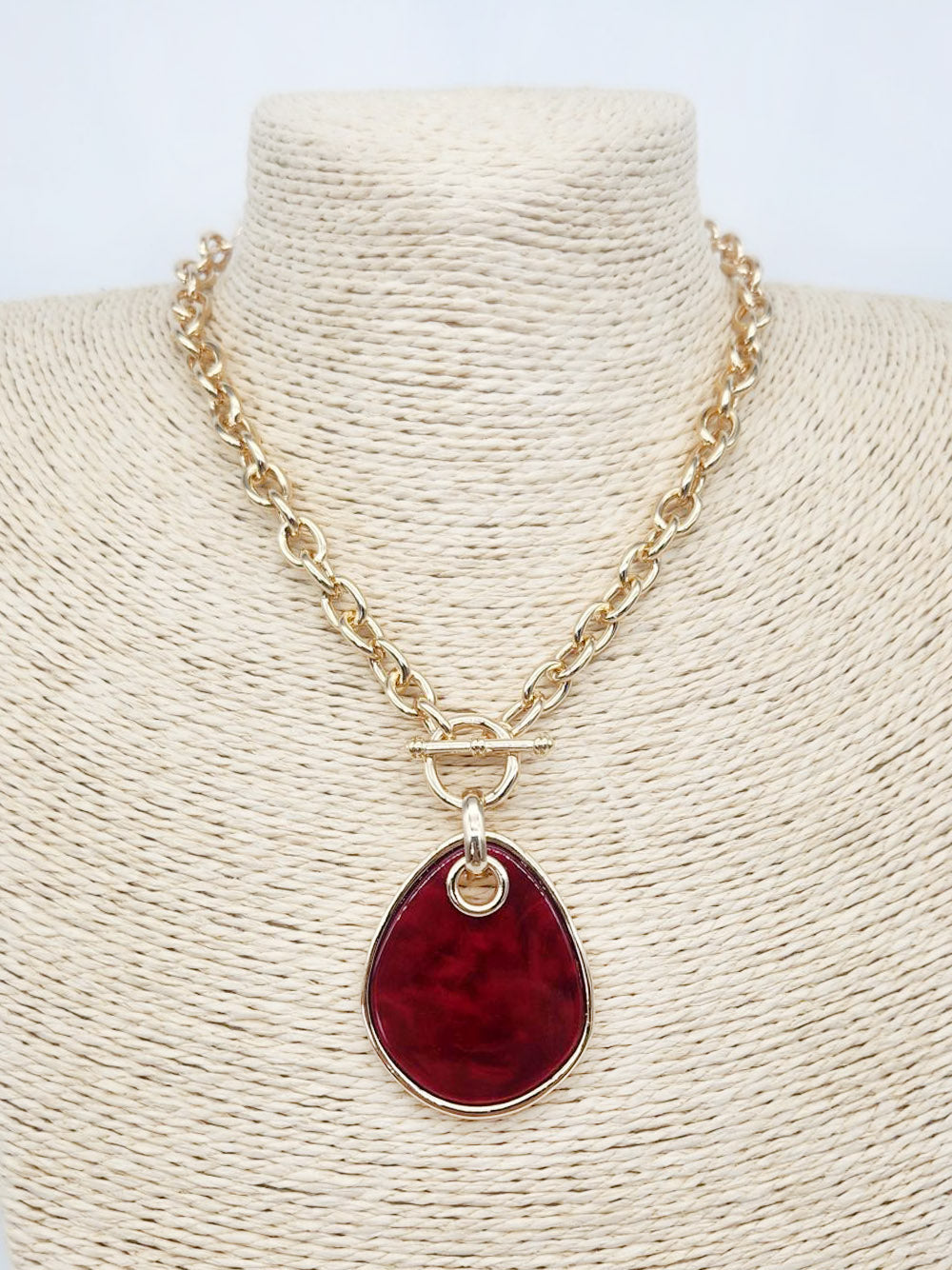 Teardrop Resin Pendant Necklace