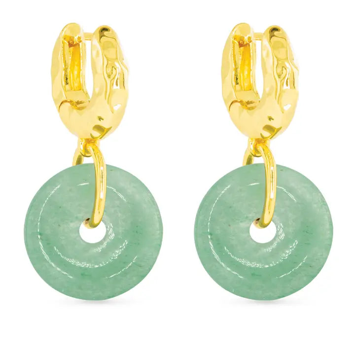 Gold Enamel Round Earrings