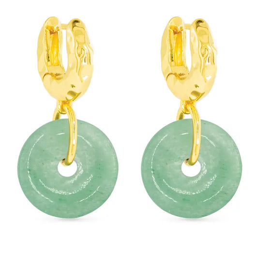 Gold Enamel Round Earrings