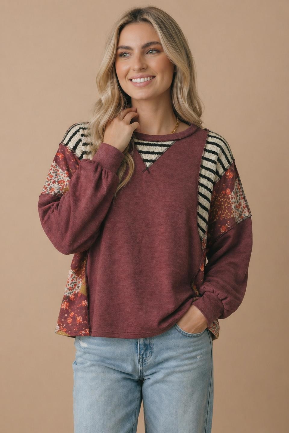 Fall in Love Color Block Knit Top