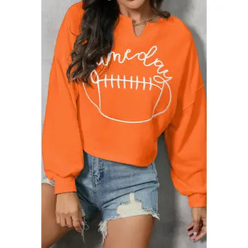 Game Day Rugby Notched Neck Sweatshirt