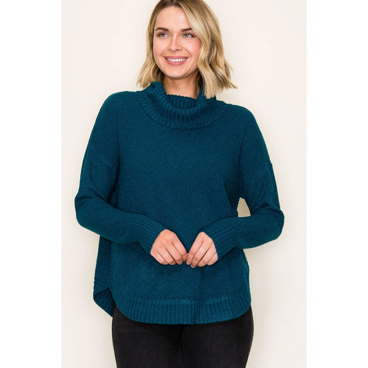 Turtle Neck Waffle Sweater Top