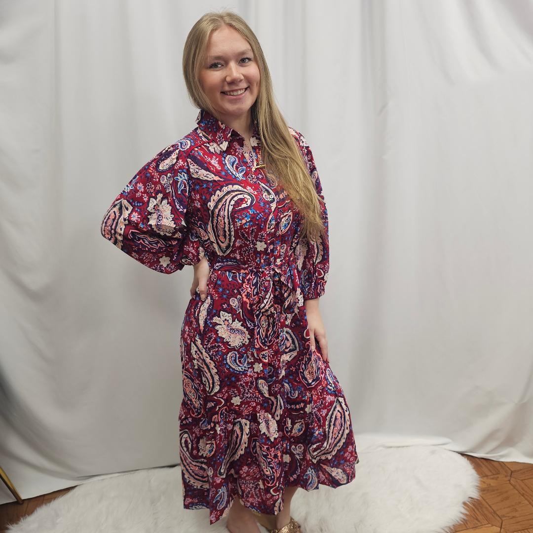 Paisley Print Midi Dress