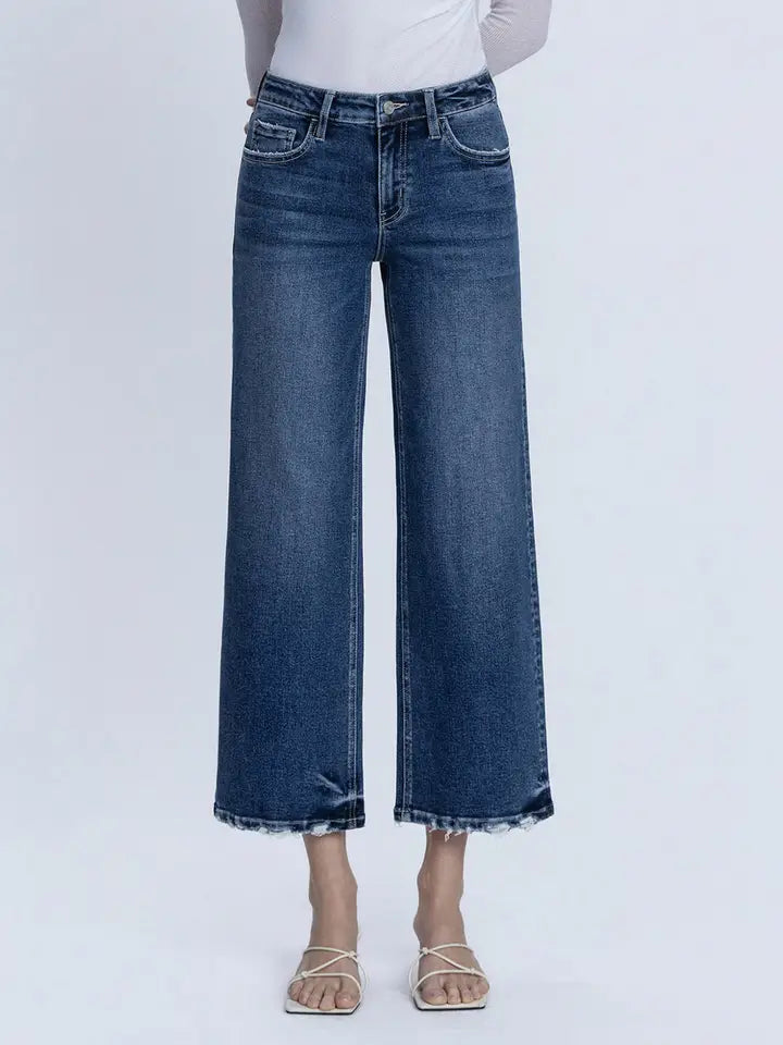 Lovervet Mid Rise Dark Wash Ankle Wide Jeans