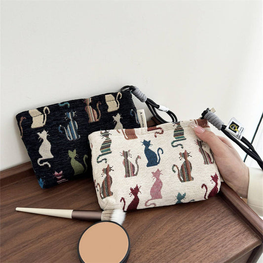 Chenille Cat Mini Makeup Bag/Pouch