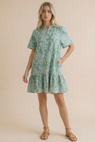 Seafoam Bohemian Flutter Short Sleeve Dress