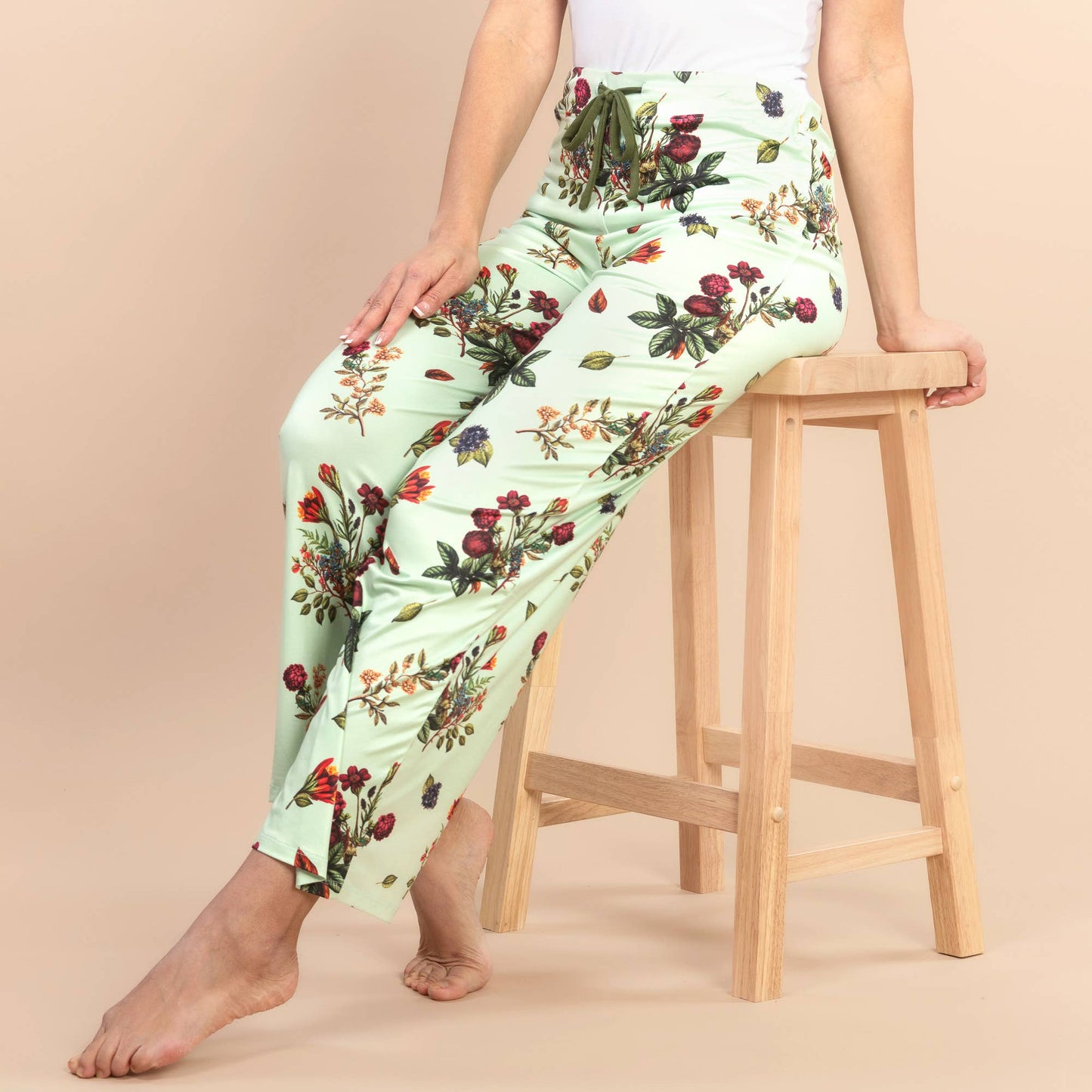 Secret Garden Pajama Pants | Soft Green Floral PJ Bottoms