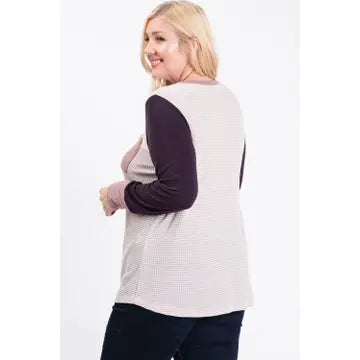 Color Block Knit Long Sleeve Top
