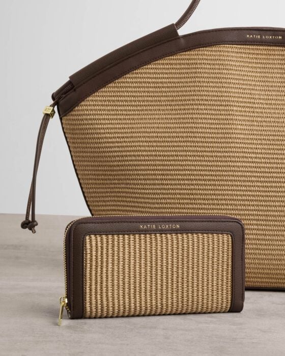 Katie Loxton Florence Raffia Wallet in Bitter Chocolate