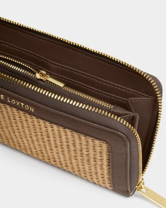 Katie Loxton Florence Raffia Wallet in Bitter Chocolate