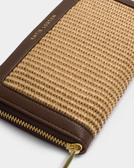 Katie Loxton Florence Raffia Wallet in Bitter Chocolate