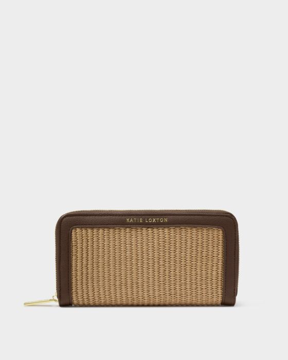 Katie Loxton Florence Raffia Wallet in Bitter Chocolate
