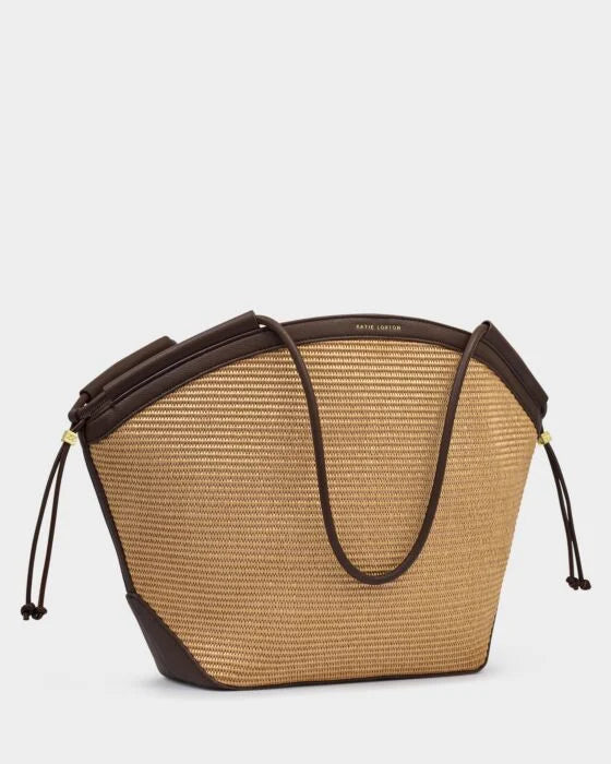 Katie Loxton Florence Raffia Tote Bag in Bitter Chocolate