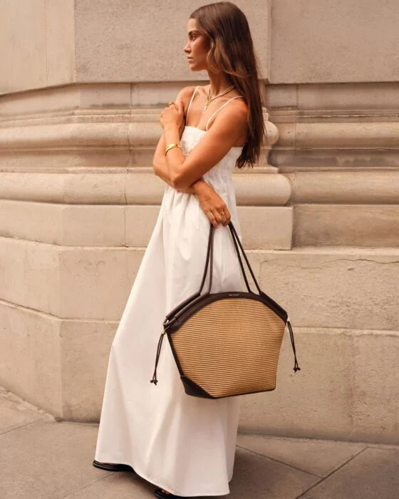 Katie Loxton Florence Raffia Tote Bag in Bitter Chocolate