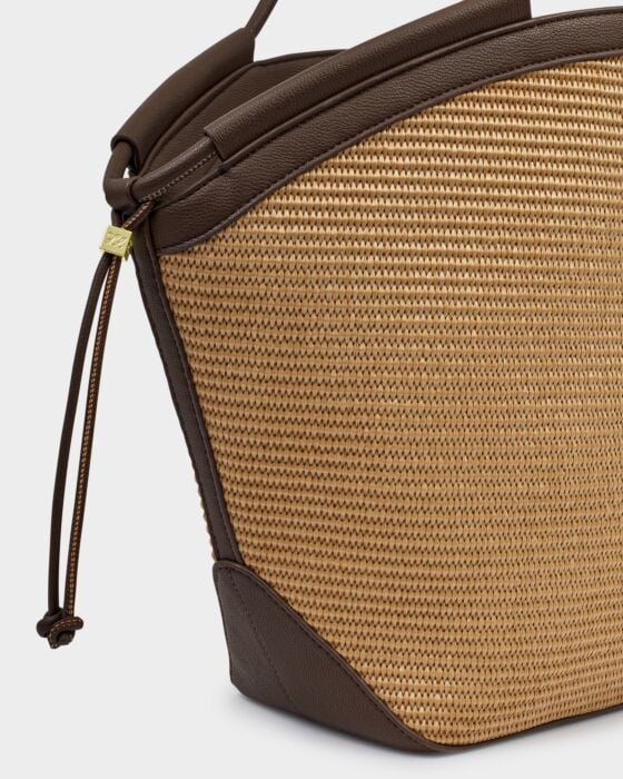 Katie Loxton Florence Raffia Tote Bag in Bitter Chocolate