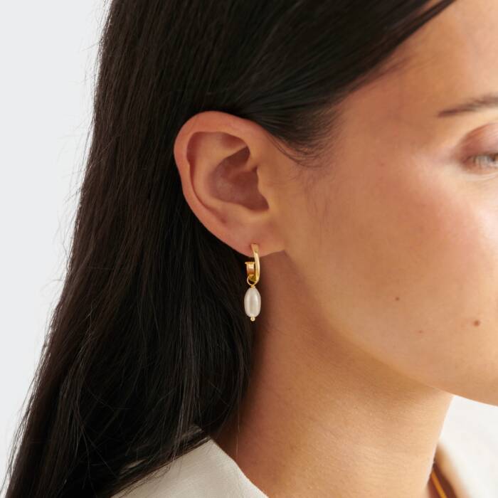 Pearl Lustre Waterproof Hoop Earrings