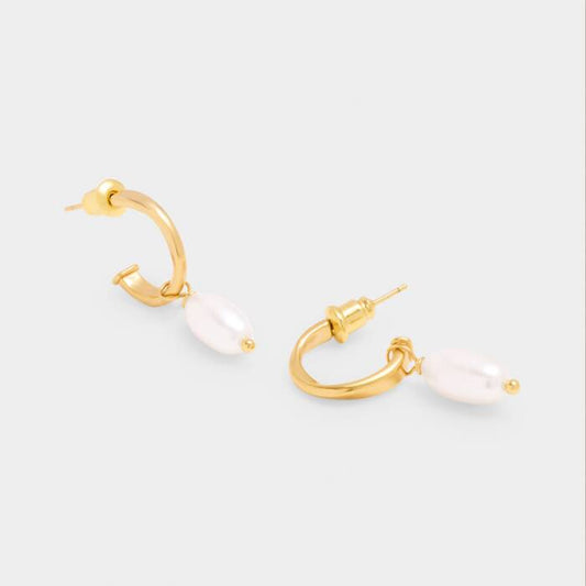 Pearl Lustre Waterproof Hoop Earrings