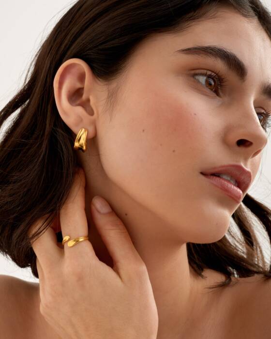 Molten Luxe Waterproof Gold Hoop Earrings