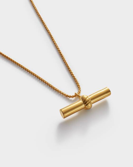 Themis Waterproof Gold T-Bar Necklace