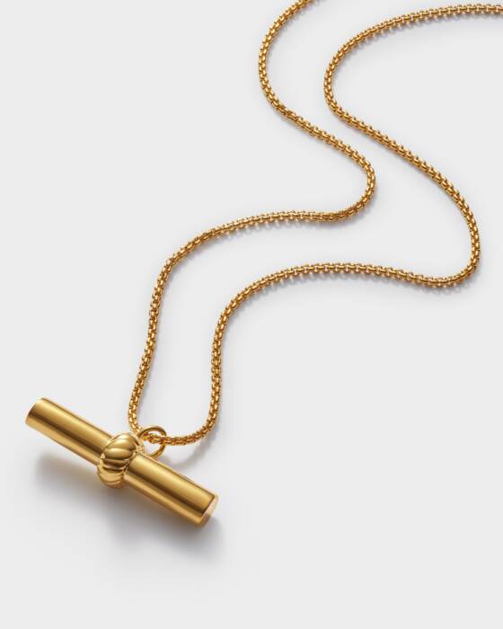Themis Waterproof Gold T-Bar Necklace