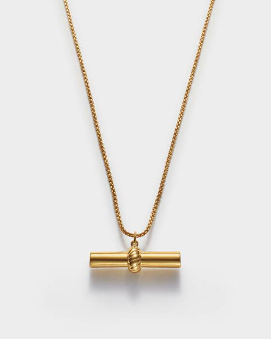 Themis Waterproof Gold T-Bar Necklace
