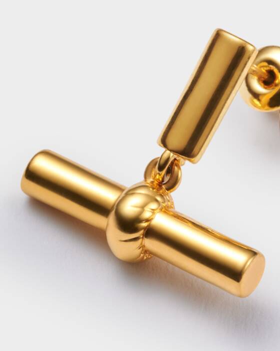 Themis Waterproof Gold T-Bar Earrings
