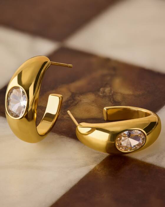 Ayla Waterproof Gold Hoop Earrings