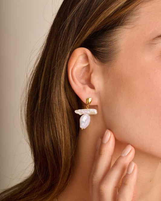 Katie Loxton Sol Pearl Waterproof Gold Earrings