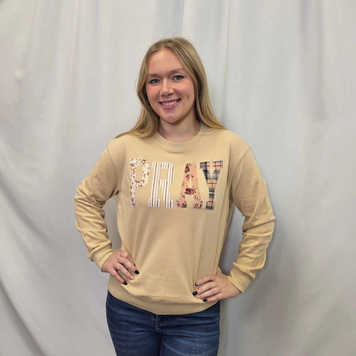 Cream Floral Pray Sweatshirt