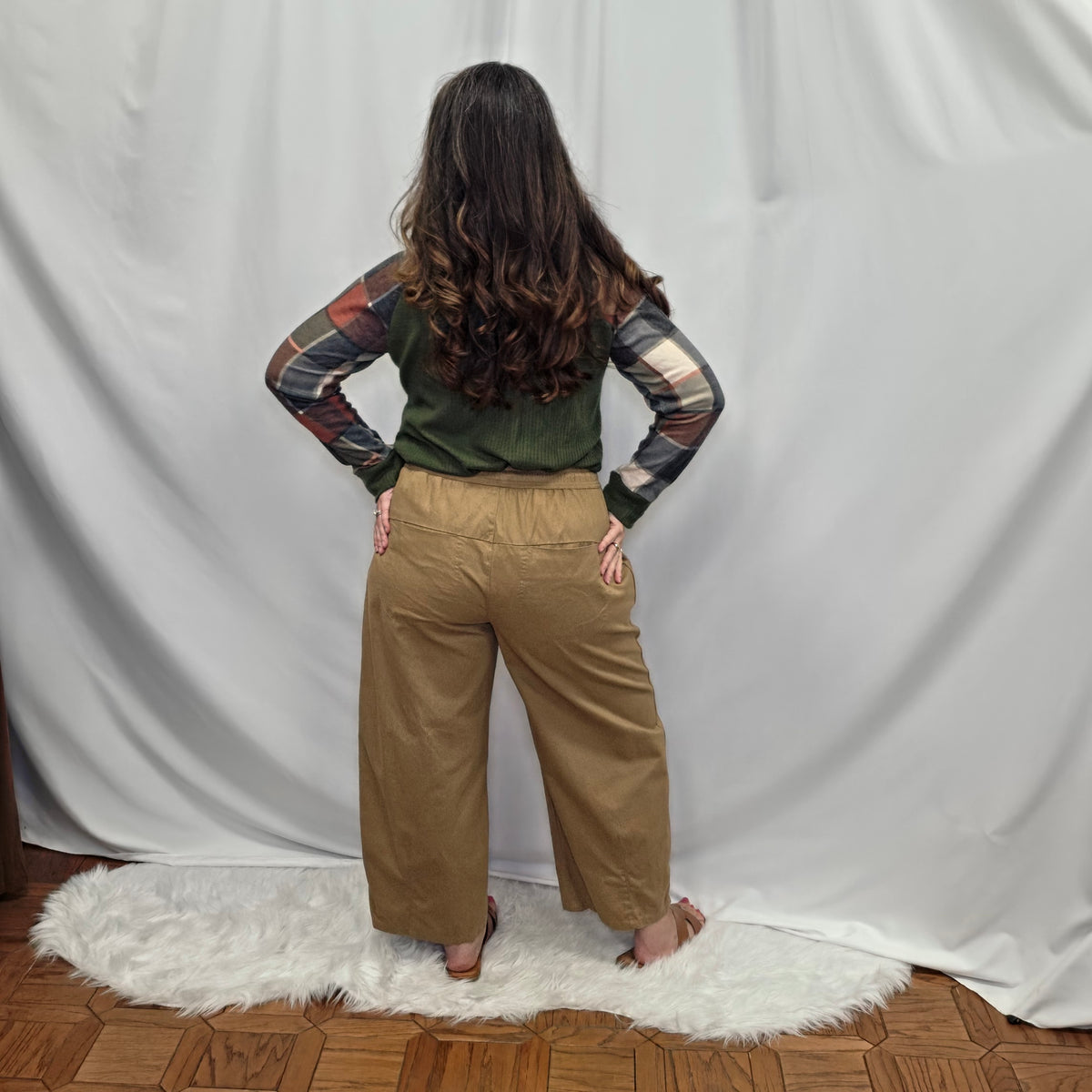 High-Rise Wide-Leg Drawstring Pants with Pockets