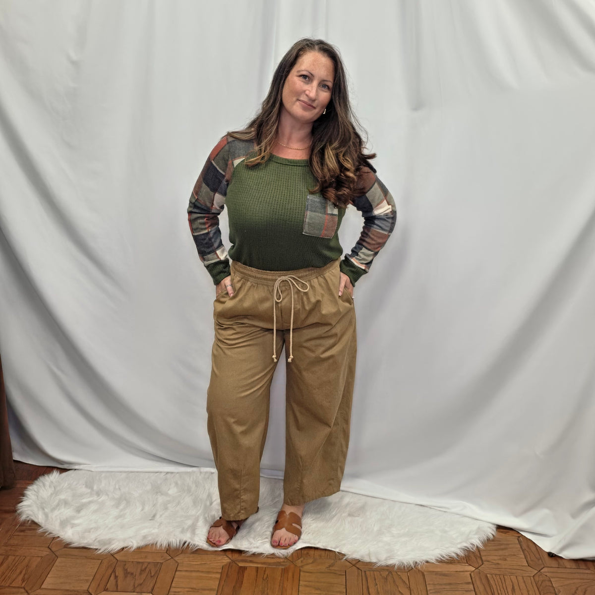 High-Rise Wide-Leg Drawstring Pants with Pockets