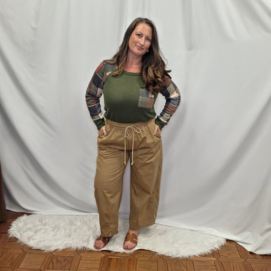 High-Rise Wide-Leg Drawstring Pants with Pockets