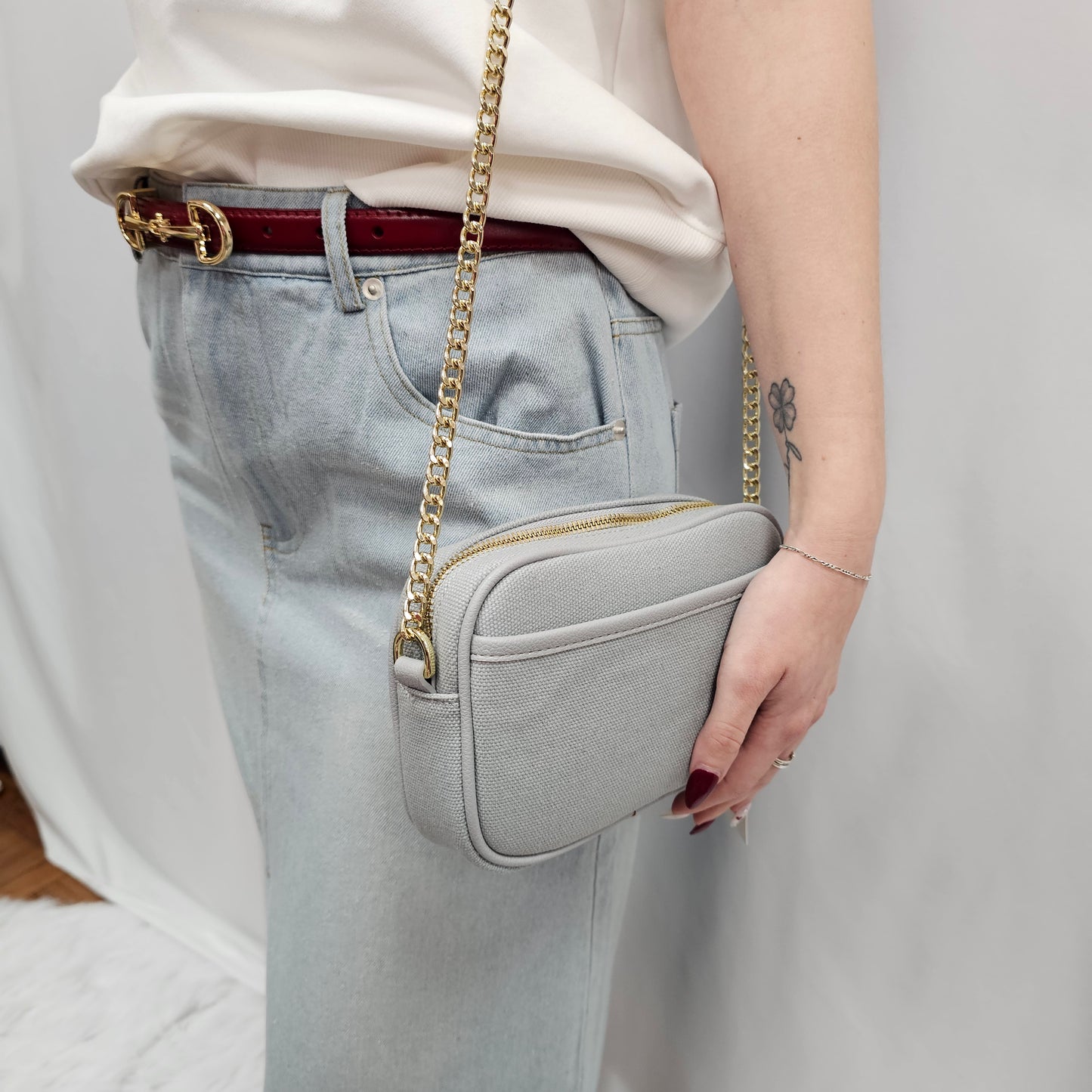 Washed Denim Midi Skirt