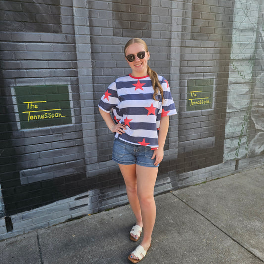Star And Stripe French Terry Top
