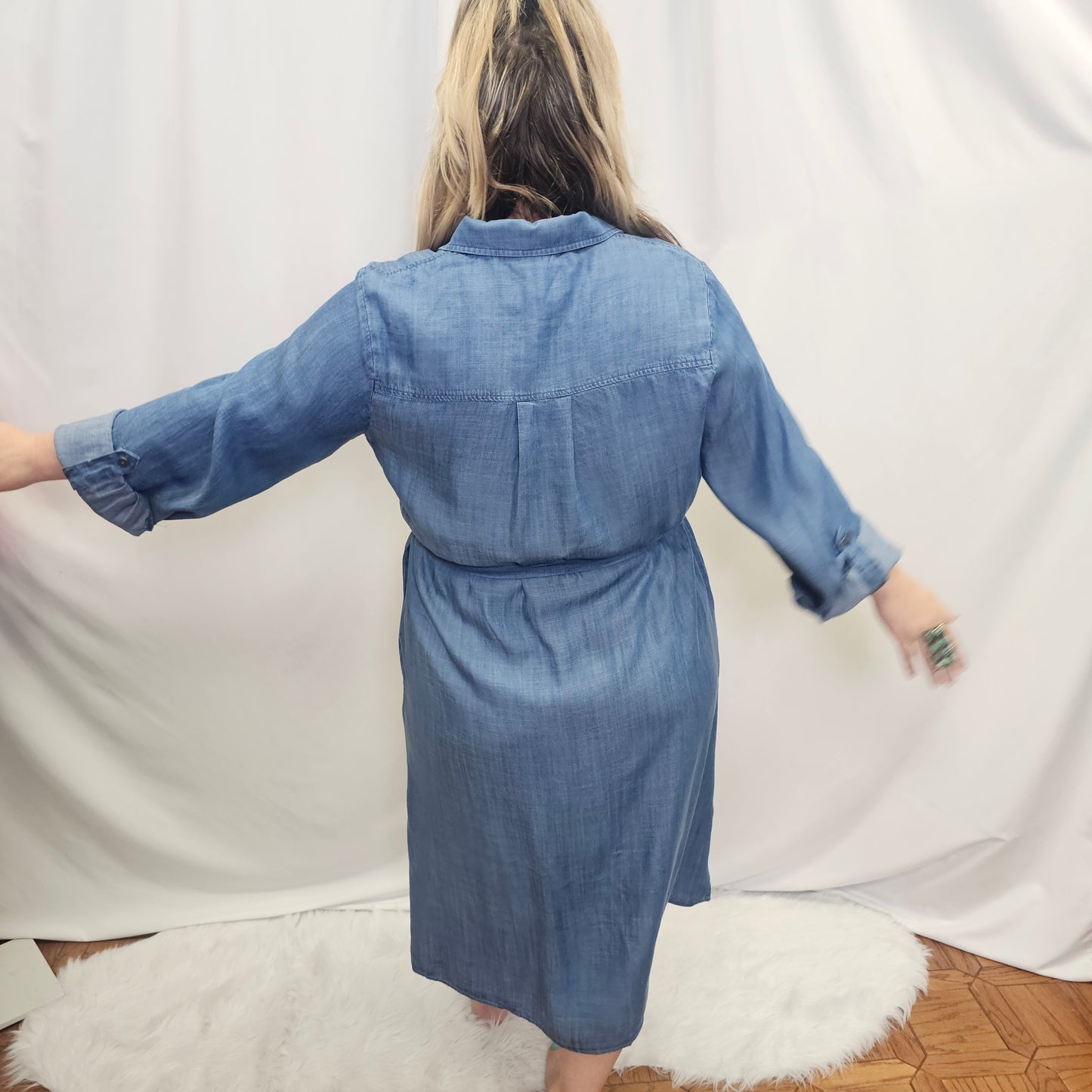Collard Denim Hi-Lo Dress