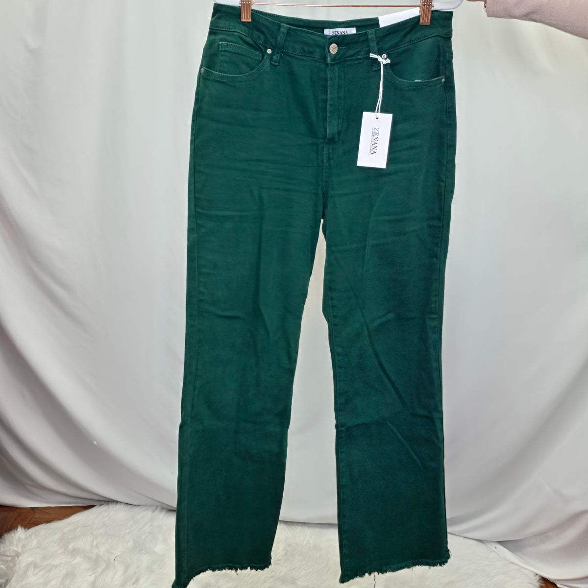 Zenana Frayed Hem Straight Wide Jeans
