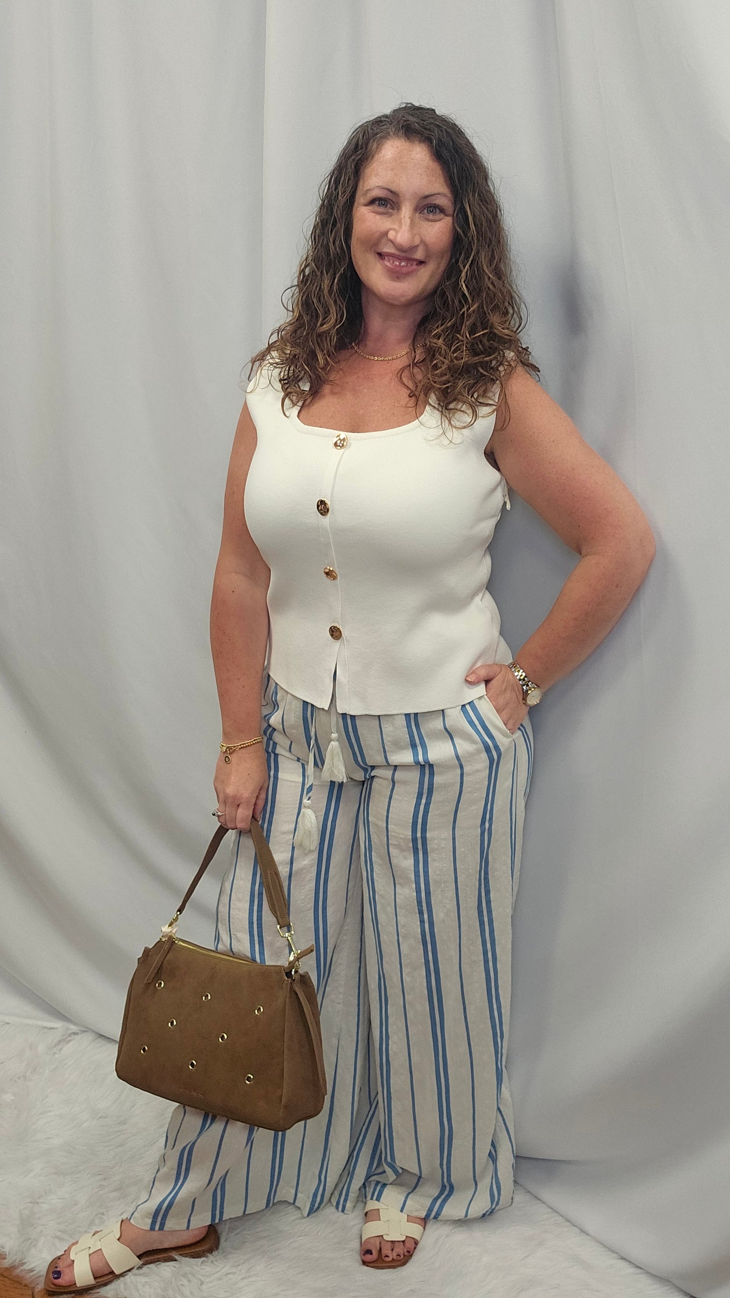 Classic Button-front Knit Tank Top