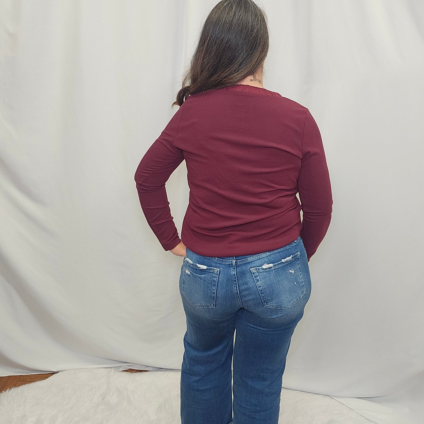 Satin Ruched Trim Top