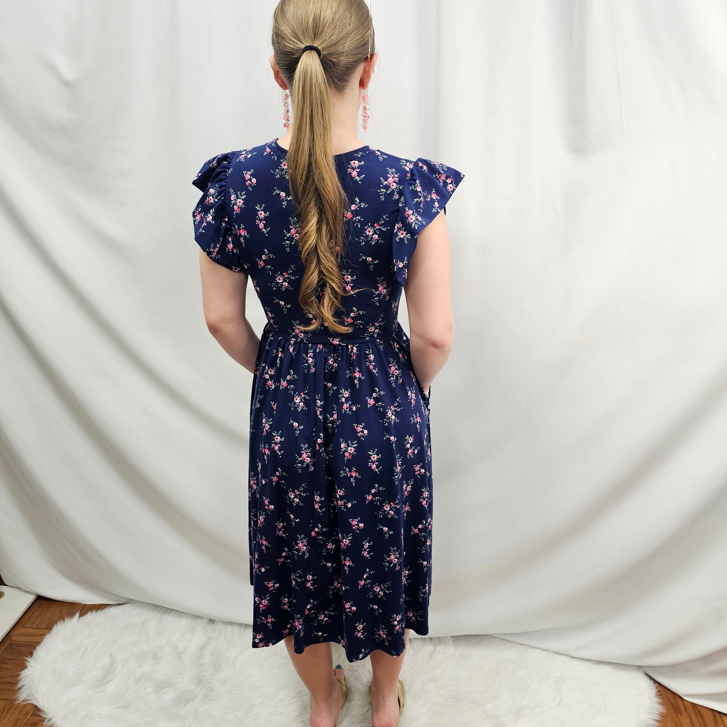 Folded Ruffle Short Sleeve Babydoll Dress