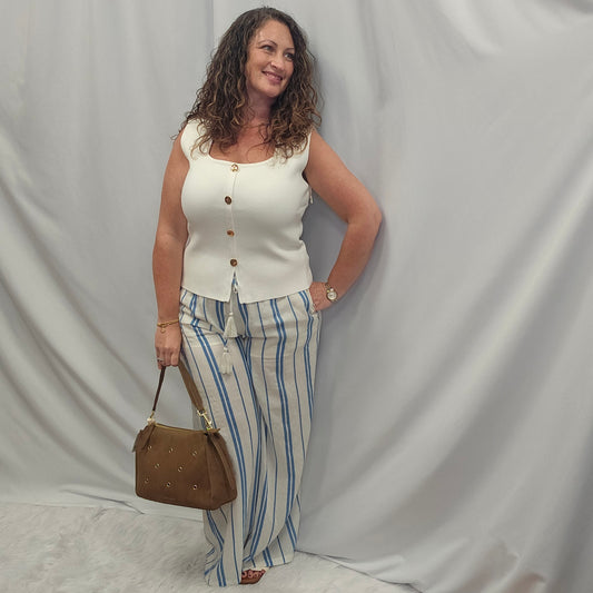 Coastal Breeze Striped Wide-leg Pants
