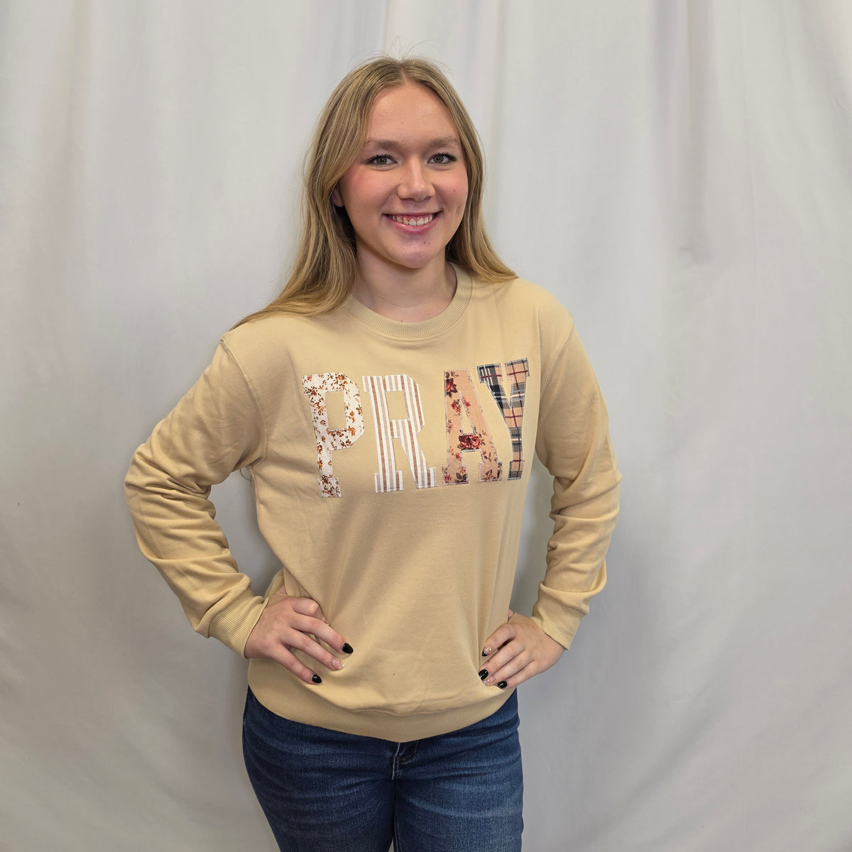 Cream Floral Pray Sweatshirt