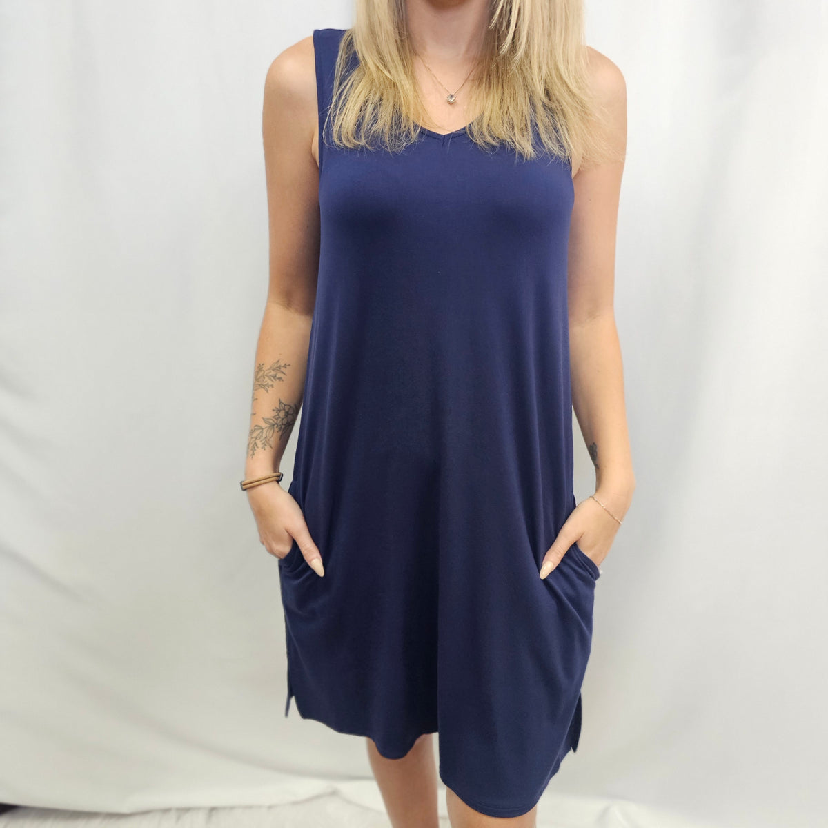 Juliana Crepe V-Neck Swing Dress