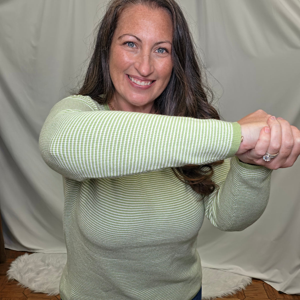 Waffle Pinstriped Sweater