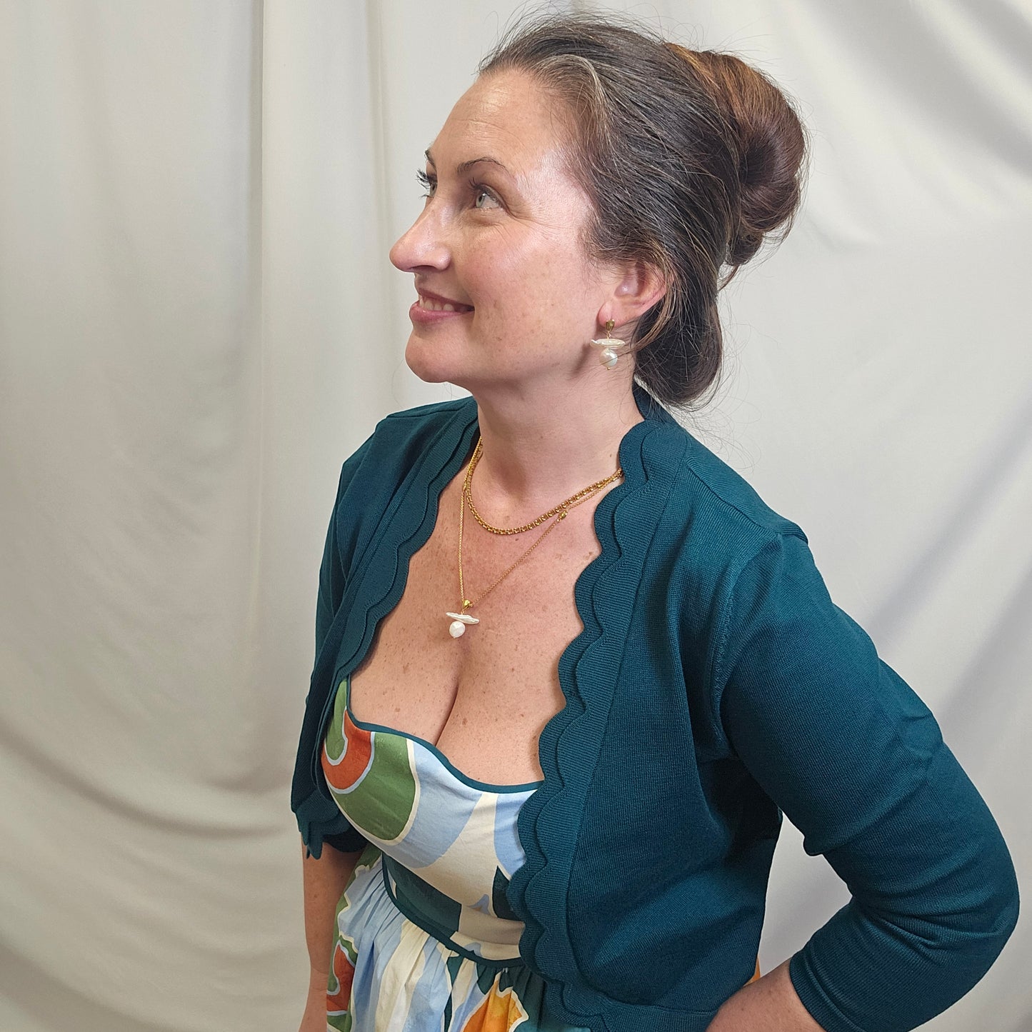 Poplin Abstract Print Midi Dress